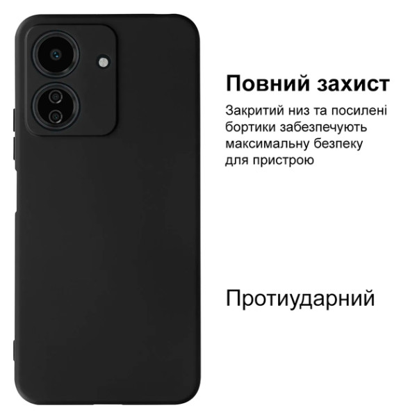 Силіконовий чохол для Xiaomi Redmi 13C/Poco C65 Silicone Case Full Black