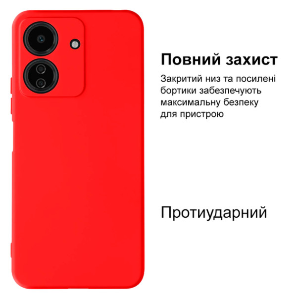 Силиконовый чехол для Xiaomi Redmi 13C/Poco C65 Silicone Case Full Red