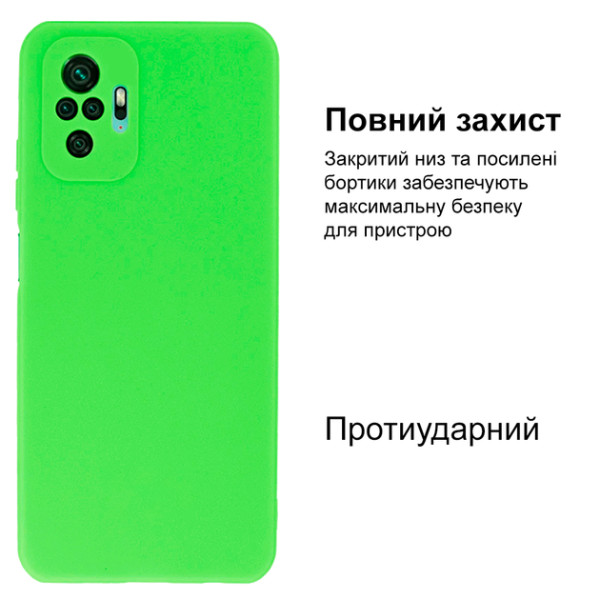 Силіконовий чохол для Xiaomi Redmi Note 10/ 10s / Poco M5s Silicone Case Full Neon Green