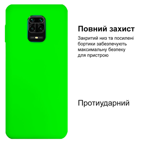Силіконовий чохол для Xiaomi Redmi Note 9 Pro/ Note 9S Silicone Case Full Neon Green