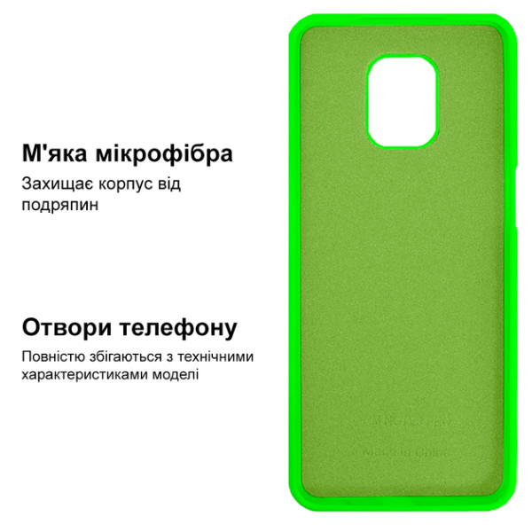 Силіконовий чохол для Xiaomi Redmi Note 9 Pro/ Note 9S Silicone Case Full Neon Green
