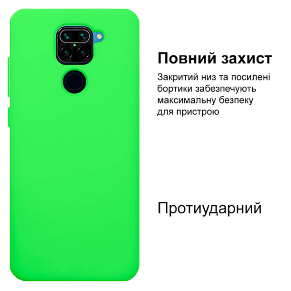 Силиконовый чехол для Xiaomi Redmi Note 9 Silicone Case Full Neon Green