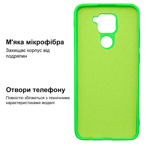Силиконовый чехол для Xiaomi Redmi Note 9 Silicone Case Full Neon Green