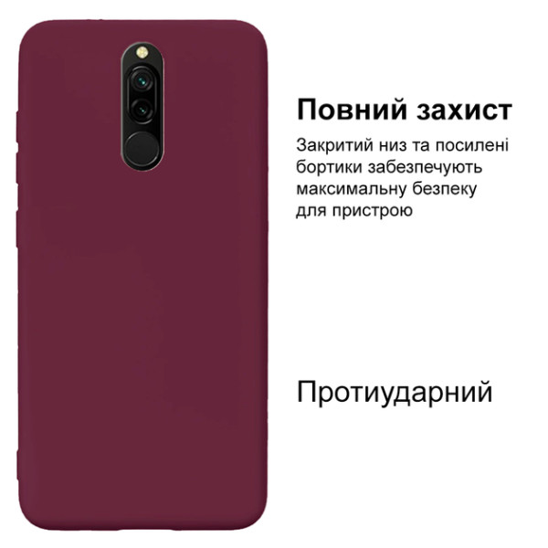 Силиконовый чехол для Xiaomi Redmi 8 Silicone Case Full Marsala