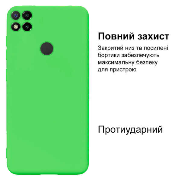 Силиконовый чехол для Xiaomi Redmi 9C Silicone Case Full Neon Green