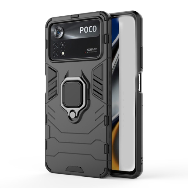 Противоударный чехол Transformer Ring for Magnet для Xiaomi Poco X4 Pro 5G Black