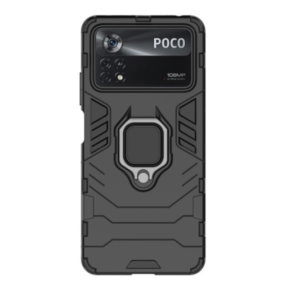 Противоударный чехол Transformer Ring for Magnet для Xiaomi Poco X4 Pro 5G Black