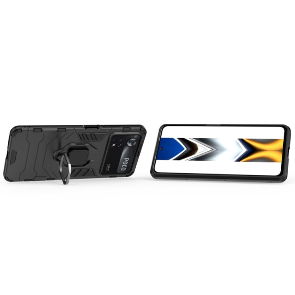 Противоударный чехол Transformer Ring for Magnet для Xiaomi Poco X4 Pro 5G Black