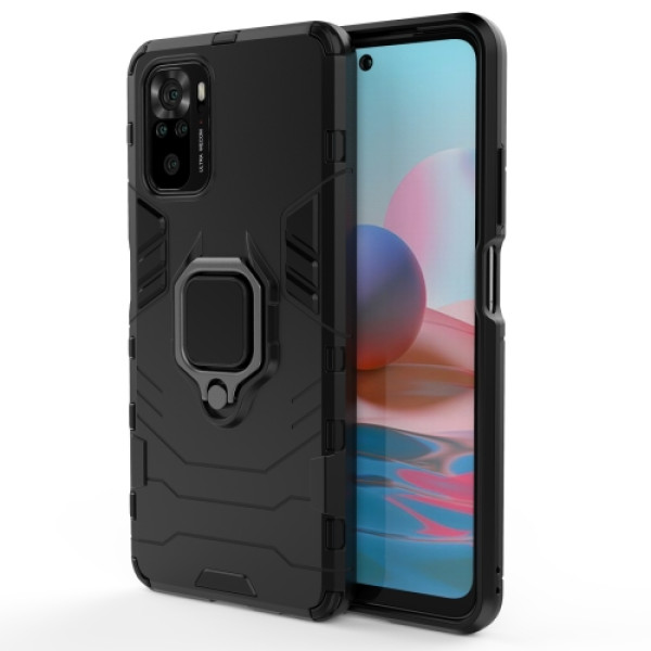 Противоударный чехол Transformer Ring for Magnet для Xiaomi Redmi Note 10 4G / Redmi Note 10s / Poco M5s Black