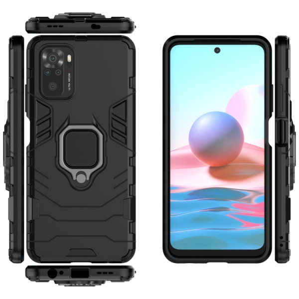 Противоударный чехол Transformer Ring for Magnet для Xiaomi Redmi Note 10 4G / Redmi Note 10s / Poco M5s Black