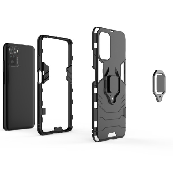 Противоударный чехол Transformer Ring for Magnet для Xiaomi Redmi Note 10 4G / Redmi Note 10s / Poco M5s Black