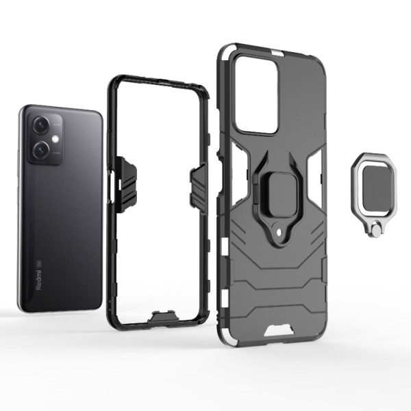 Противоударный чехол Transformer Ring for Magnet для Xiaomi Redmi Note 12 5G / Poco X5 5G Black