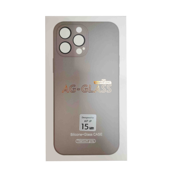  Чехол AG-Glass Matt Frame Color Logo для iPhone 15 Pro Titanium Gray
