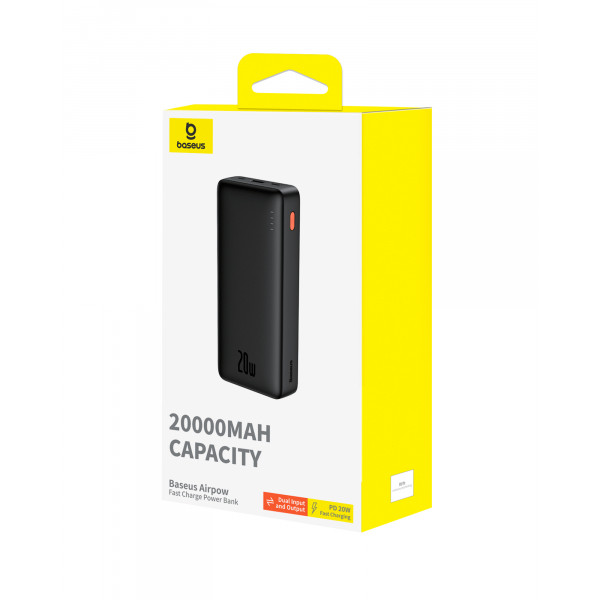 Зовнішній акумулятор Baseus Airpow Fast Charge Power Bank 20000mAh 20W Black