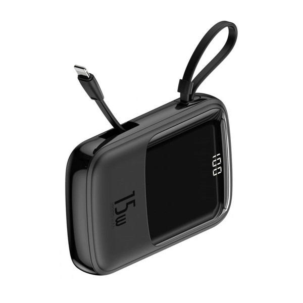 Зовнішній акумулятор Baseus Qpow PPQD050101 10000mAh 15W з кабелем Lightning Black