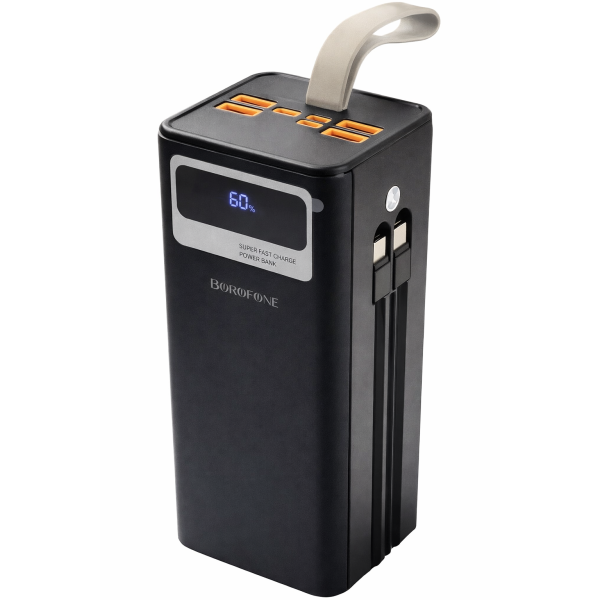 Портативний зарядний пристрій Power Bank BOROFONE DBT35B 50000 mAh, з вбудованими кабелями Black