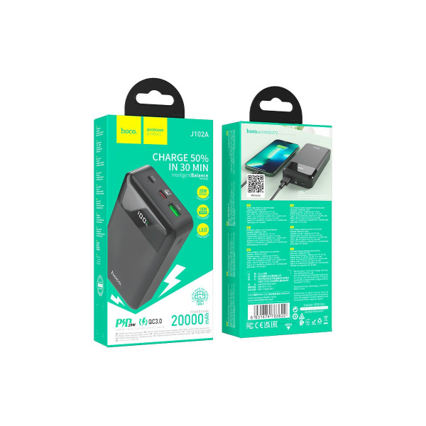 Зовнішній акумулятор Hoco J102A Cool Figure 20000mAh PD20W + QC3.0 Black