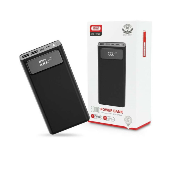 Зовнішній портативний акумулятор (Power Bank) XO PR125 50000 mAh Black