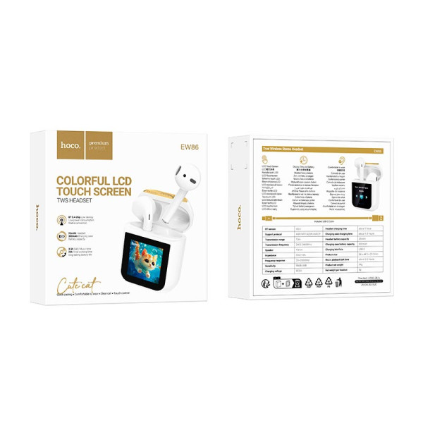 Бездротові Bluetooth навушники HOCO EW86 Elegant TWS навушники з сенсорним дисплеєм