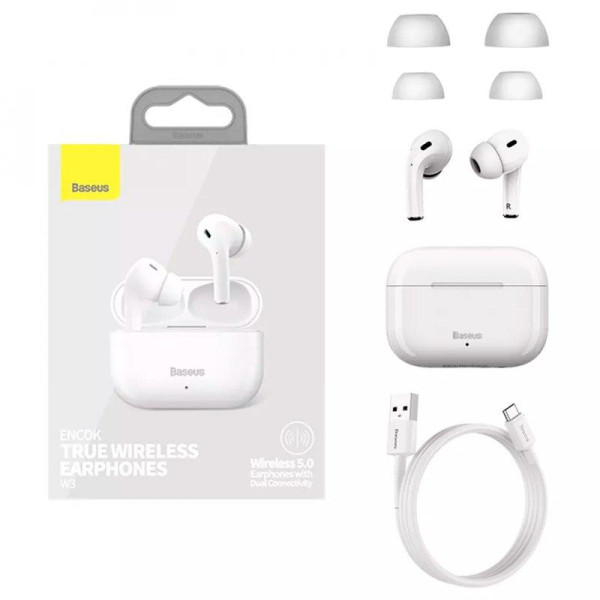 Бездротові Bluetooth-навушники Baseus Encok W3 White