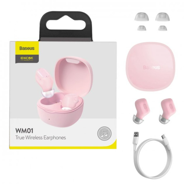 Навушники безпровідні Baseus True Wireless Earphones WM01 Pink