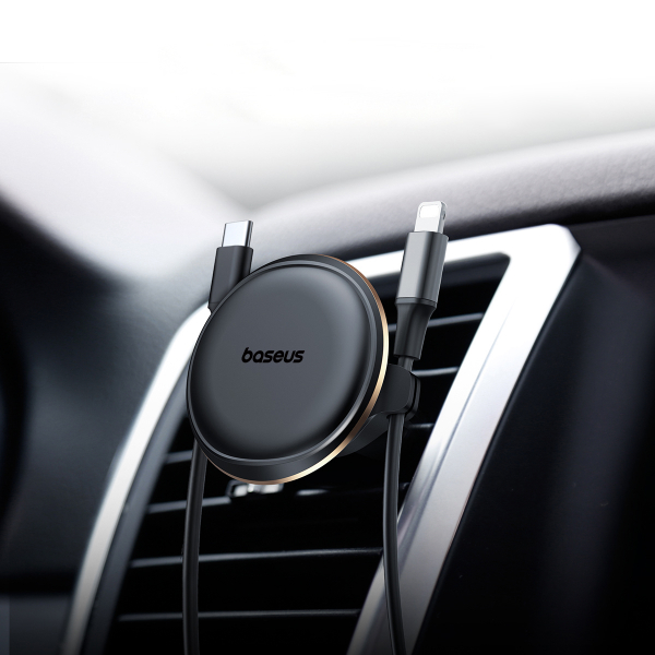 Автотримач Baseus Magnetic Car Mount Phone Holder with Cable Clip Air Vent Black
