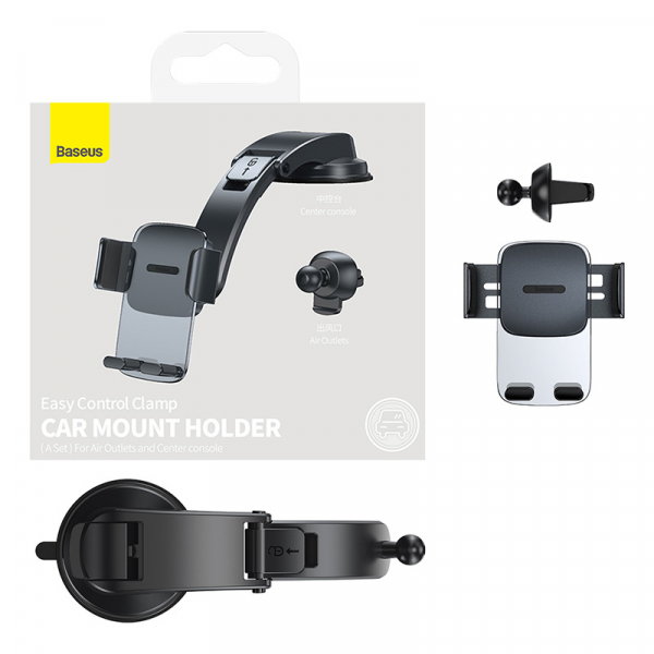 Автомобільний тримач для телефону Baseus Easy Control Clamp Car Mount Holder (A Set) Black