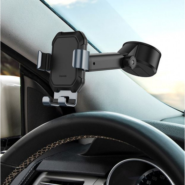 Автомобільний тримач для телефону Baseus Tank gravity car mount holder with suction base Tarnish Black