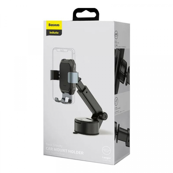 Автомобільний тримач для телефону Baseus Tank gravity car mount holder with suction base Tarnish Black