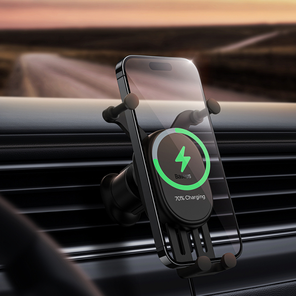 Бездротовий автомобільний зарядний пристрій-тримач Baseus Stable Gravitational Ws Charging Car Mount Pro 15W Black