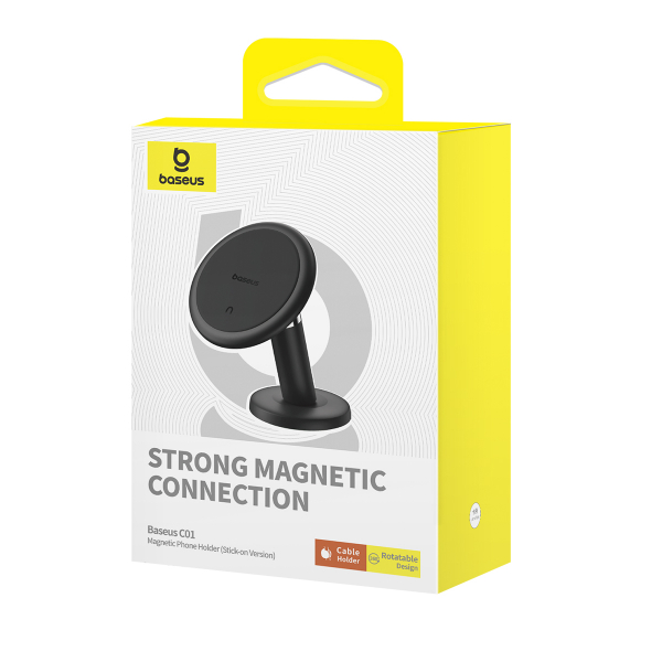 Магнітний автомобільний тримач для телефону Baseus C01 Magnetic Phone Holder (Stick-on Version) Black