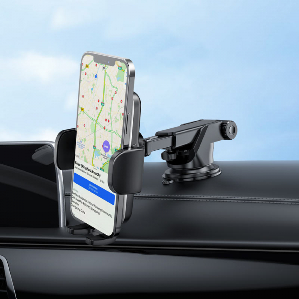 Автомобільний тримач для телефону Hoco CA95 Polaris push-type telescopic suction cup car holder Чорний