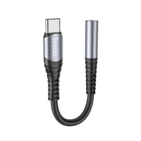 Кабель Переходник Hoco LS33 Type-C Digital 3.5 Аудио конвертер 0.12м Металлический Серый