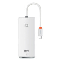 USB-хаб Baseus Lite Series 4-Port Type-C HUB Adapter (Type-C to USB 3.0*4) (WKQX030302) 25 см White