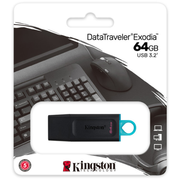 Флеш-пам'ять USB-Flash Kingston DataTraveler Exodia 64GB USB 3.2 Gen 1 (Black) DTX/64GB