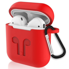 Чехол для наушников Apple AirPods с карабином Red