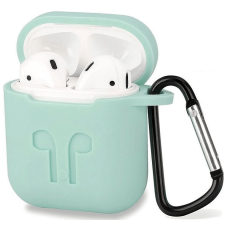Чехол для наушников Apple AirPods з карабіном бірюзовий