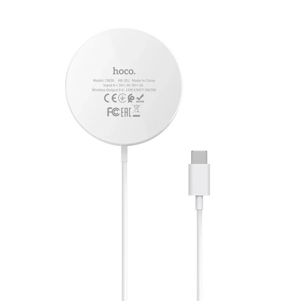 Бездротовий зарядний пристрій Hoco CW28 Original Magnetic 15W 2A White