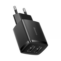 Мережевий зарядний пристрій Baseus Compact Charger 2U 10.5W Black