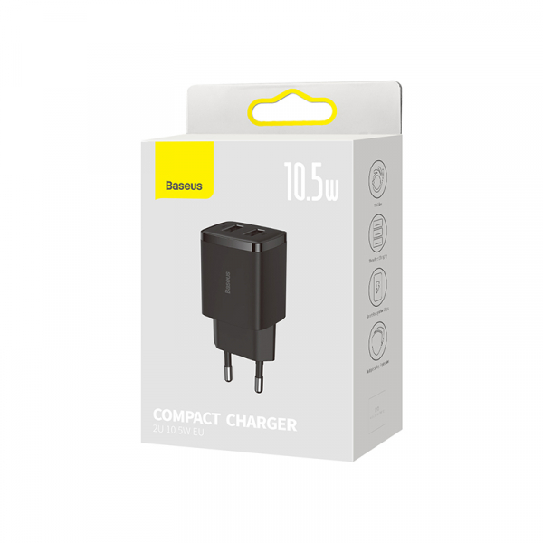 Мережевий зарядний пристрій Baseus Compact Charger 2U 10.5W Black