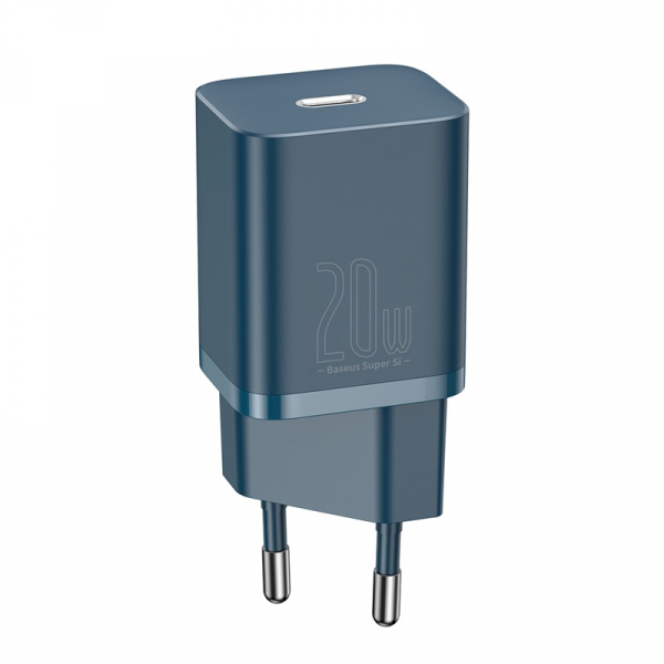 Мережевий зарядний пристрій Baseus Super Si Quick Charger 1C 20W/Simple Wisdom Data Cable Type-C to iP 1m Blue