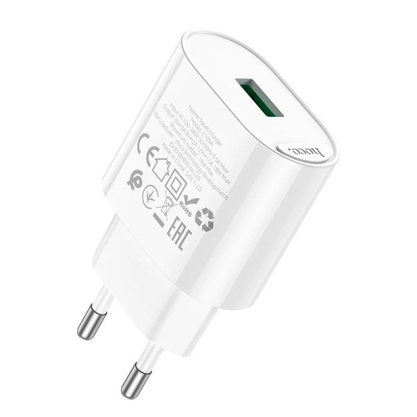 Мережевий зарядний пристрій HOCO C109A Fighter 1USB/18W/QC3.0 White