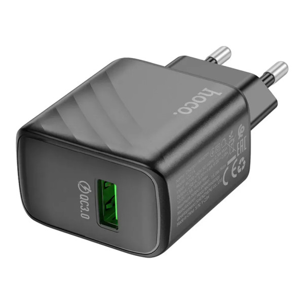 Мережевий зарядний пристрій HOCO CS21A Rich single port QC3.0 charger Black