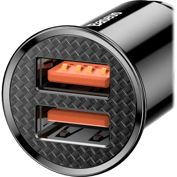 Автомобільний зарядний пристрій Baseus Circular Plastic PPS Dual QC3.0 2USB/5A/30W/QC3.0 Black CCALL-YD01