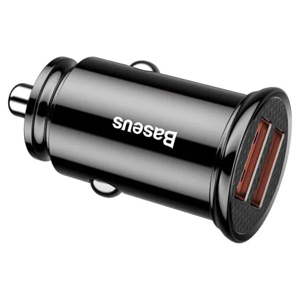 Автомобільний зарядний пристрій Baseus Circular Plastic PPS Dual QC3.0 2USB/5A/30W/QC3.0 Black CCALL-YD01