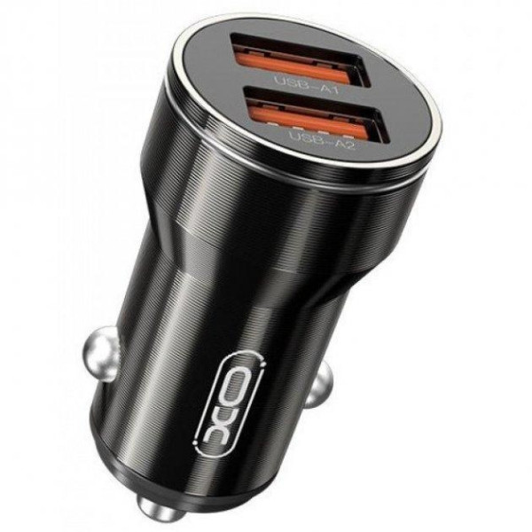 Автомобільний зарядний пристрій + кабель MicroUSB XO-CC48 Smart Metal 2USB, 2.4A