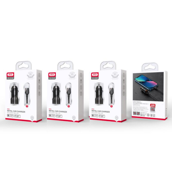 Автомобільний зарядний пристрій + кабель MicroUSB XO-CC48 Smart Metal 2USB, 2.4A